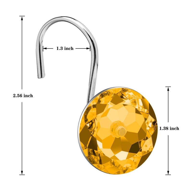 BEAVO Acrylic Fashion Decorative Home Rolling Shower Curtain Hooks Rhinestones Bathroom Bath Baby Room Bedroom Living Room Decor Set of 12 Rings (Gold) - Image 4